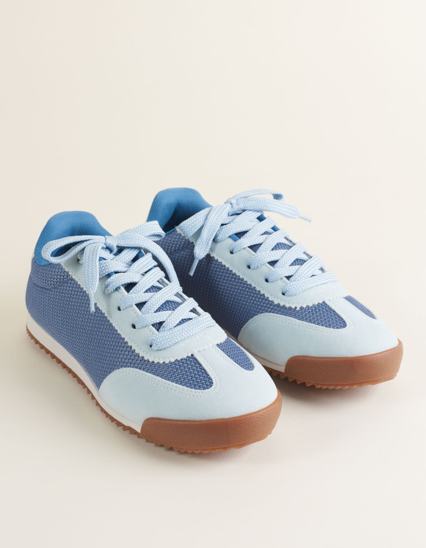 Tênis Esportivo Em Tecido Texturizado - Jeans