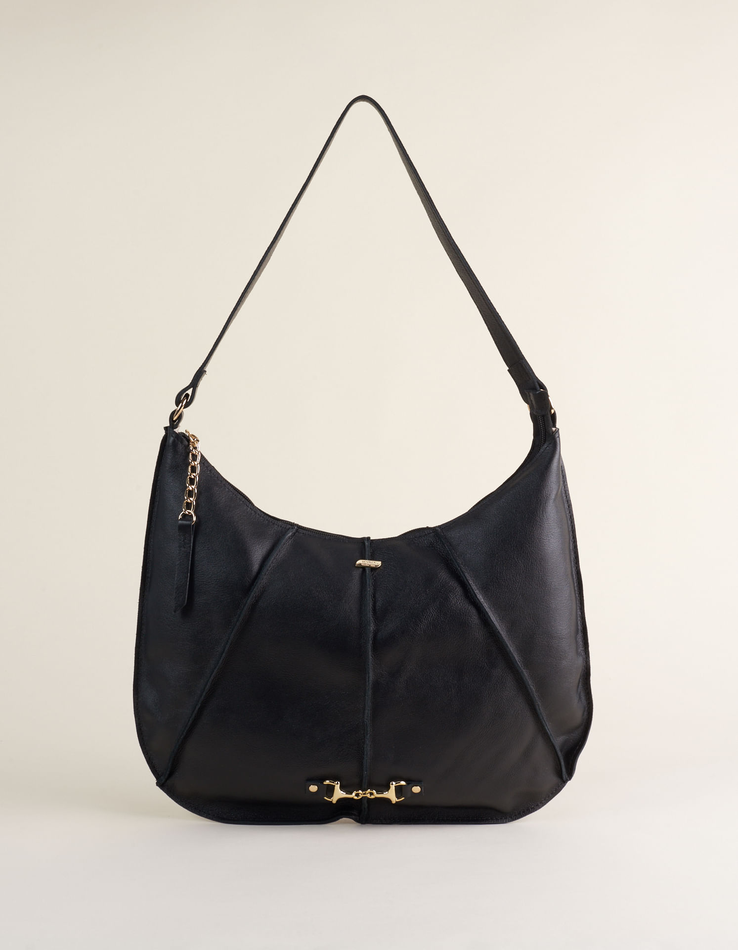 Bolsa Média Couro Com Bridão - Preto