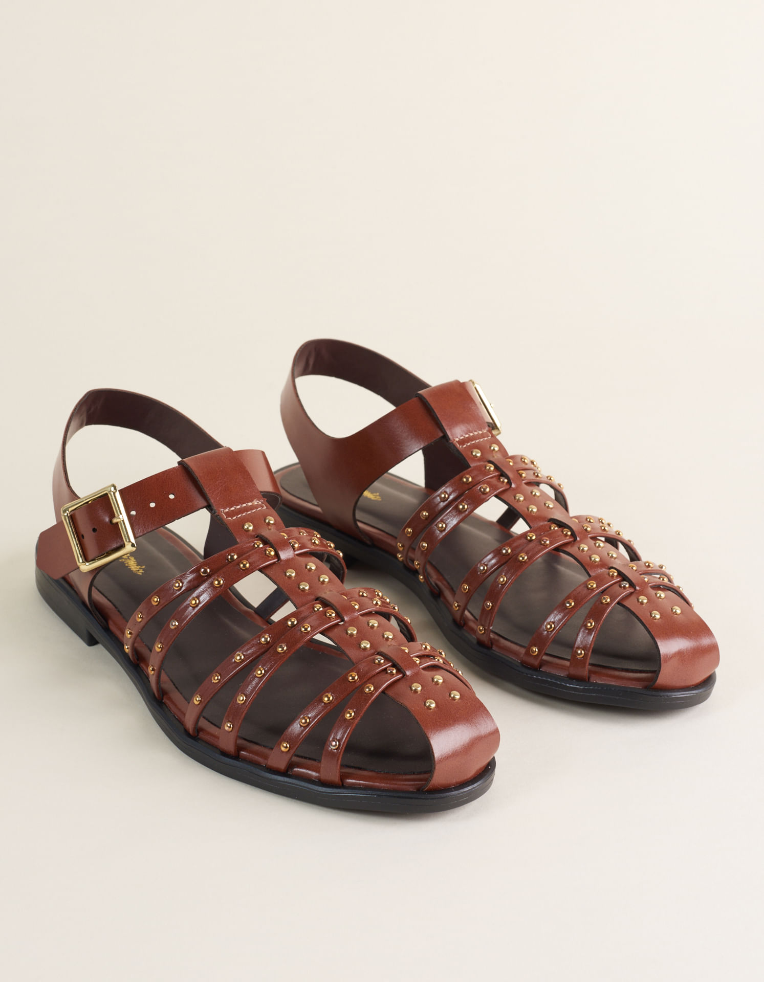 Rasteira Soft Com Metais - Camel