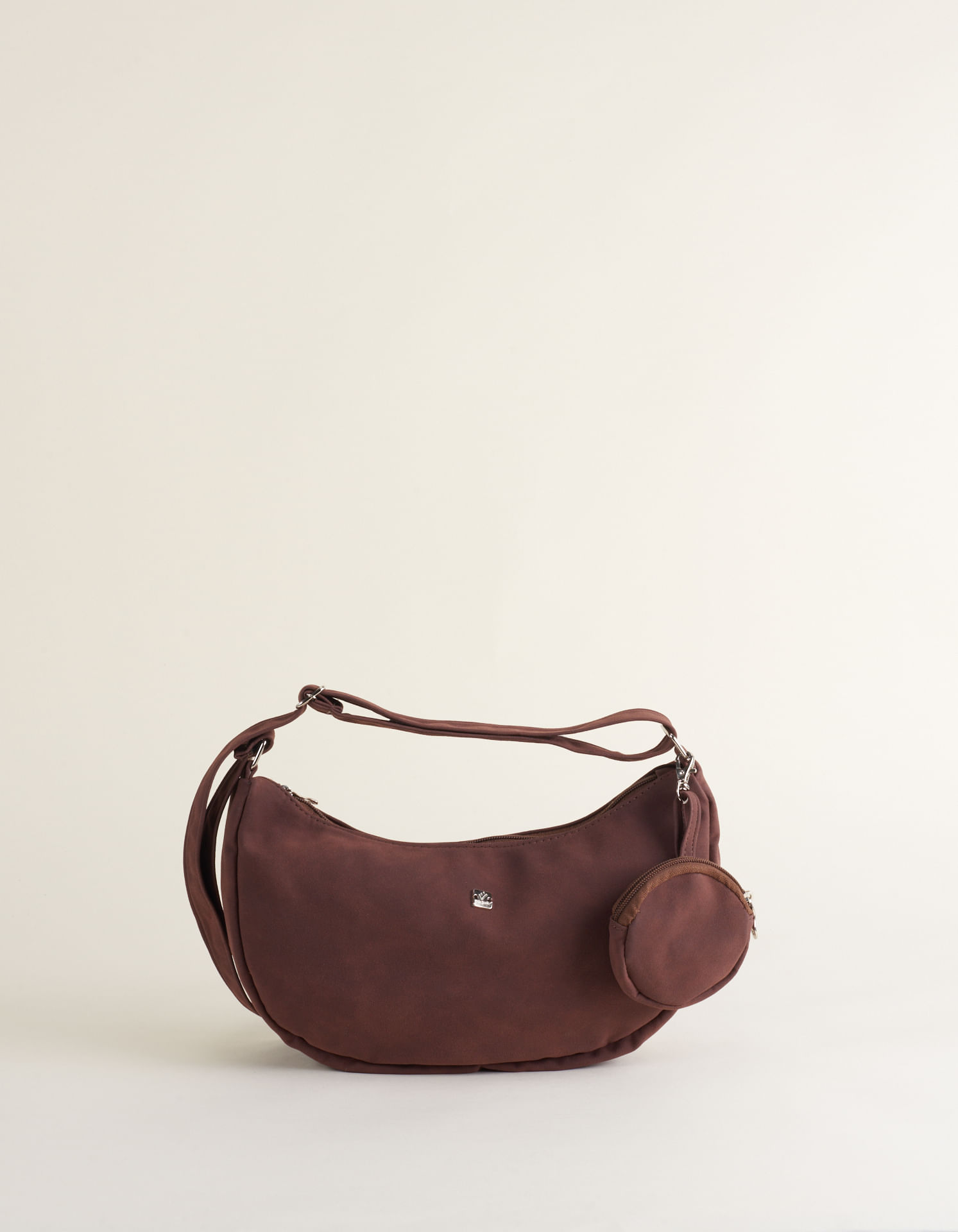 Bolsa Meia Lua Soft Com Mini Bolso - Cafe