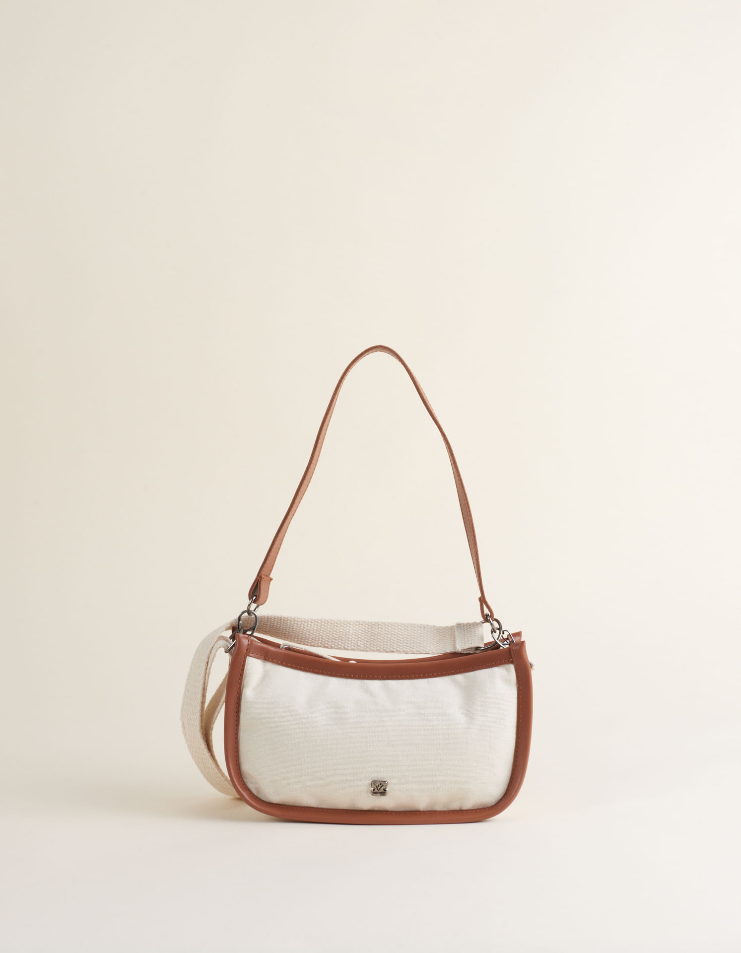 Bolsa Pequena Em Lona Com Duas Alças - Off White
