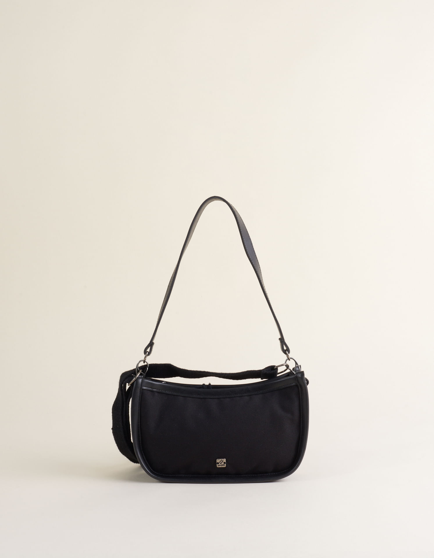 Bolsa Pequena Em Lona Com Duas Alças - Preto