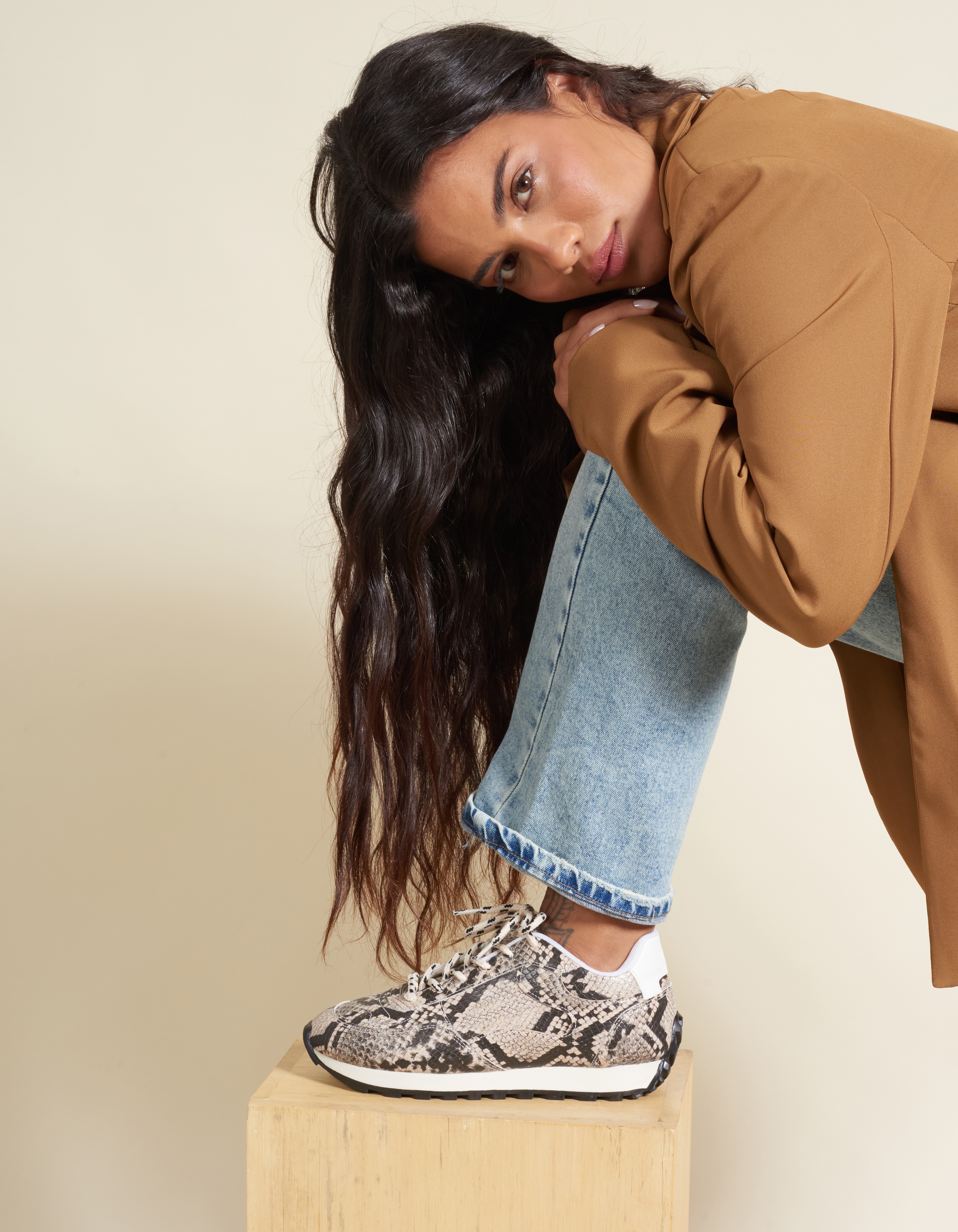Tênis Em Soft Texturizado Com Estampa Animal Print - Off White