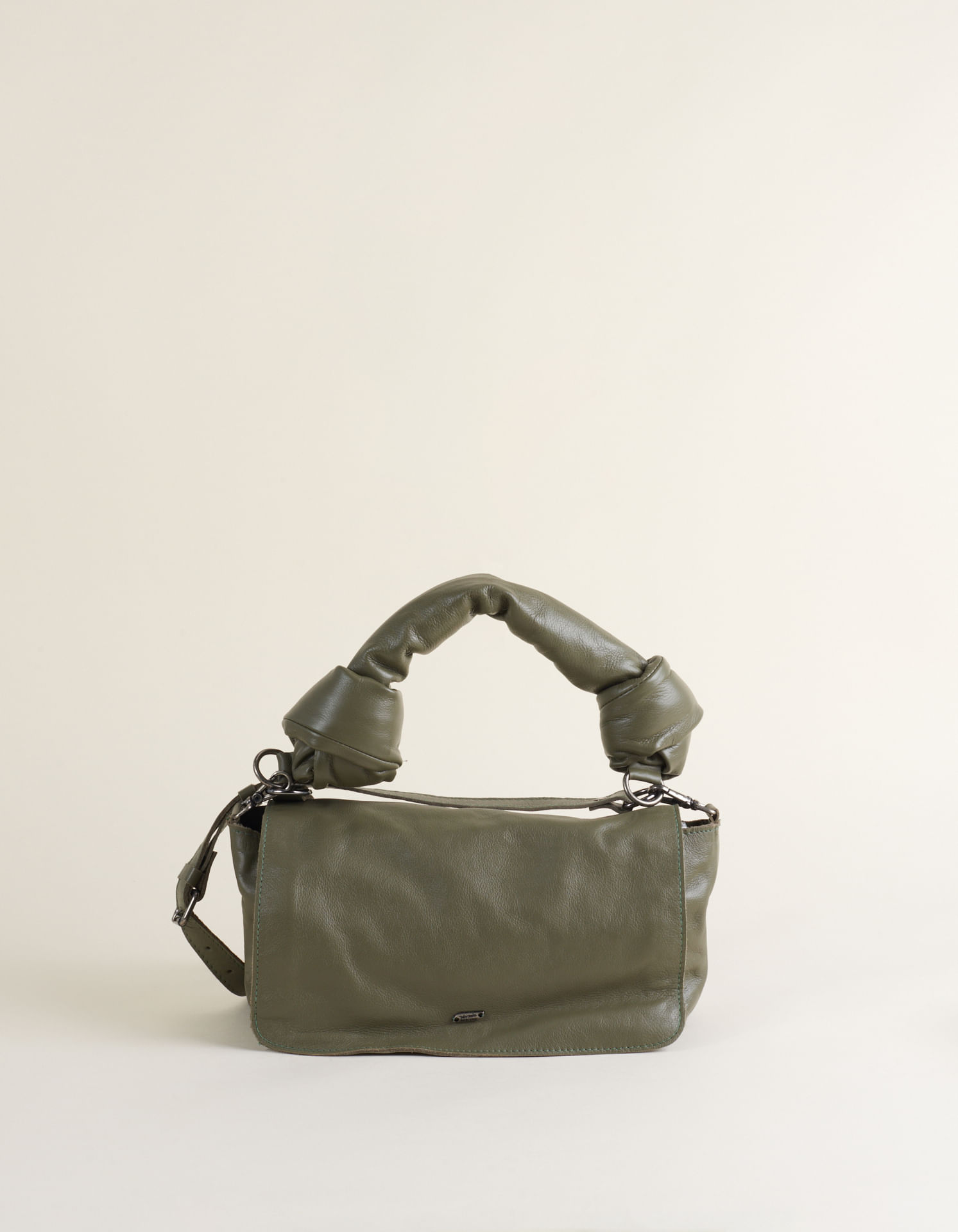 Bolsa Média Couro Com Nó - Militar