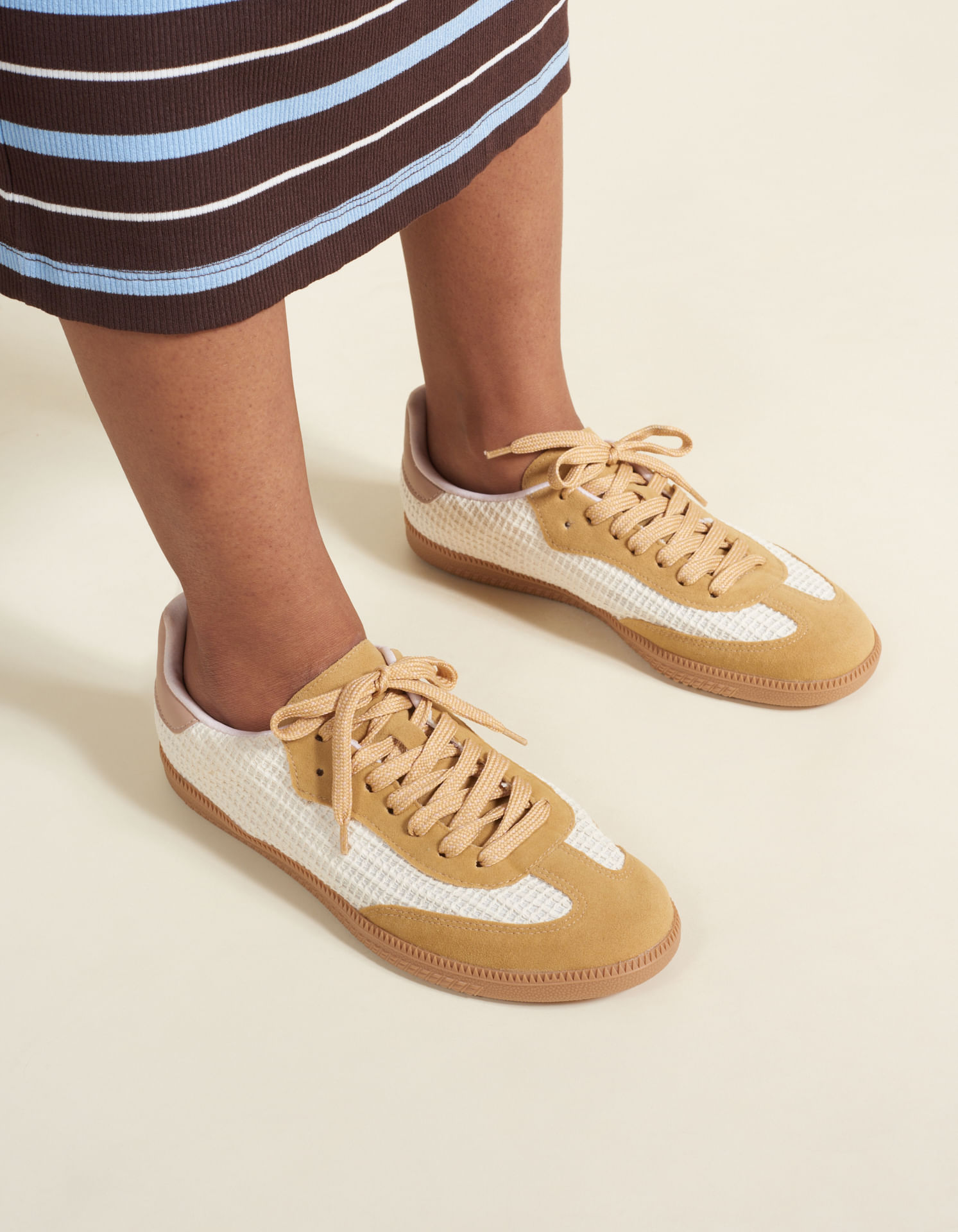 Tênis Em Tecido Telado - Off White